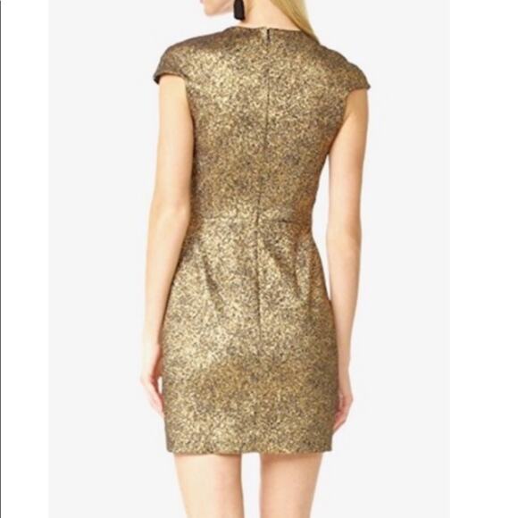 Diane Von Furstenberg Hadlie two metallic gold jacquard sheath dress DVF size 6 - Picture 2 of 13